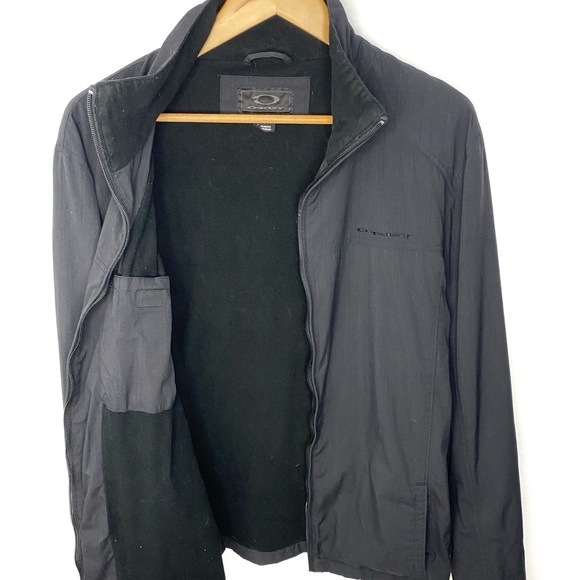 Vintage Oakley Men’s Black Fleece Lined Full Zip Weatherproof Jacket Size Large - Picture 2 of 13